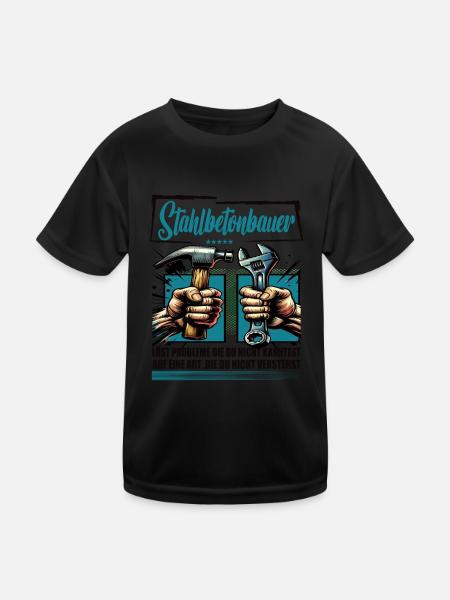 Stahlbetonbauer Beruf mit lustigen Spruch - Kinder Funktions-T-Shirt - Schwarz - Vorne