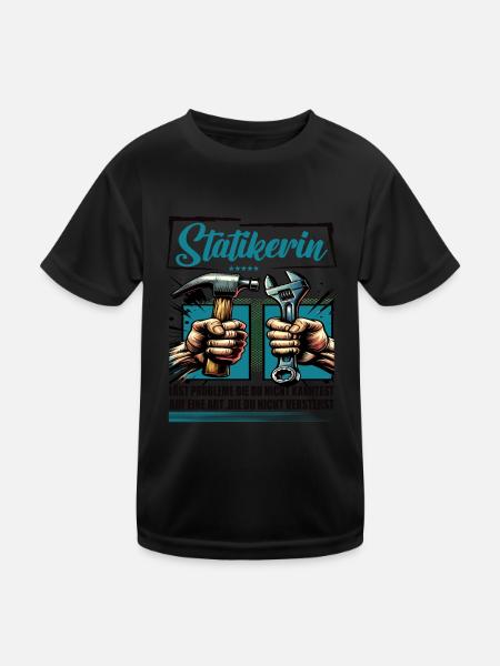 Statikerin Beruf mit lustigen Spruch - Kinder Funktions-T-Shirt - Schwarz - Vorne