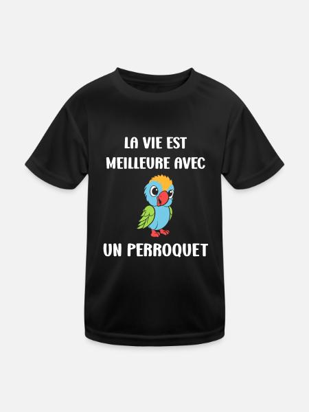 Humour petit perroquet - T-shirt sport Enfant - noir - Devant