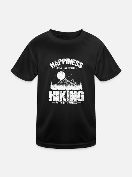 Happiness is a Day Spent Hiking with my Friends - Kids Functional T-Shirt - black - Front