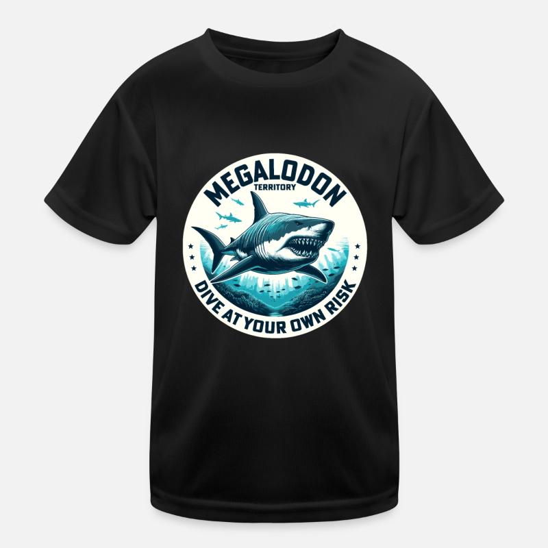 Megalodon Territory Alert | Ocean Shark Diving Kids Functional T-Shirt