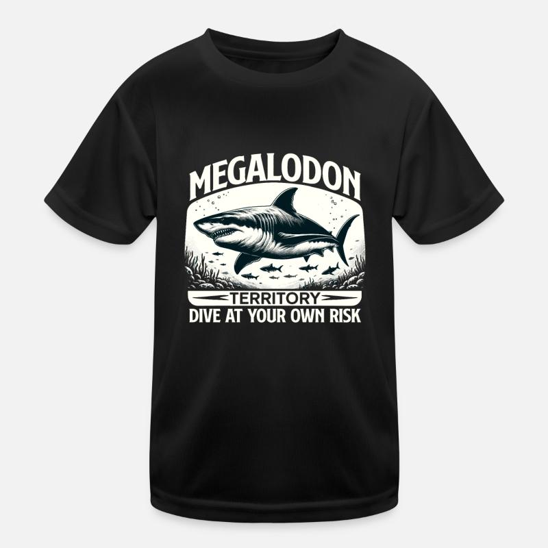 Megalodon Territory Alert | Ocean Shark Diving Kids Functional T-Shirt