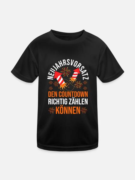 Neujahr Feuerwerk Silvester - Kinder Funktions-T-Shirt - Schwarz - Vorne