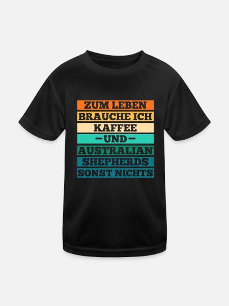 Kaffee Australian Shepherd Hund Aussie - Kinder Funktions-T-Shirt - Schwarz - Vorne