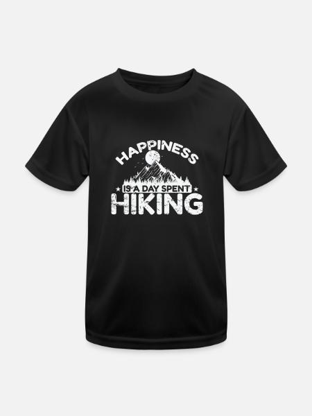 Happiness is a Day spent Hiking Hobby - Kinder Funktions-T-Shirt - Schwarz - Vorne