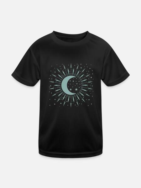 Mond und Sternchen Nachthimmel Krater - Kinder Funktions-T-Shirt - Schwarz - Vorne