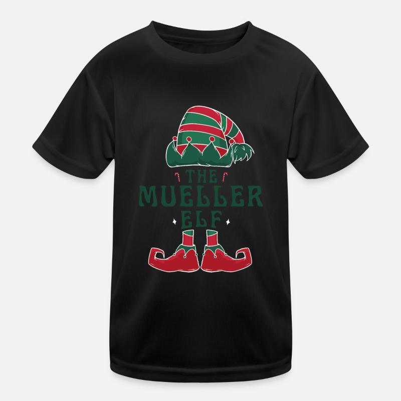 Mueller Elf Personalized Name Christmas Family Kids Functional T-Shirt