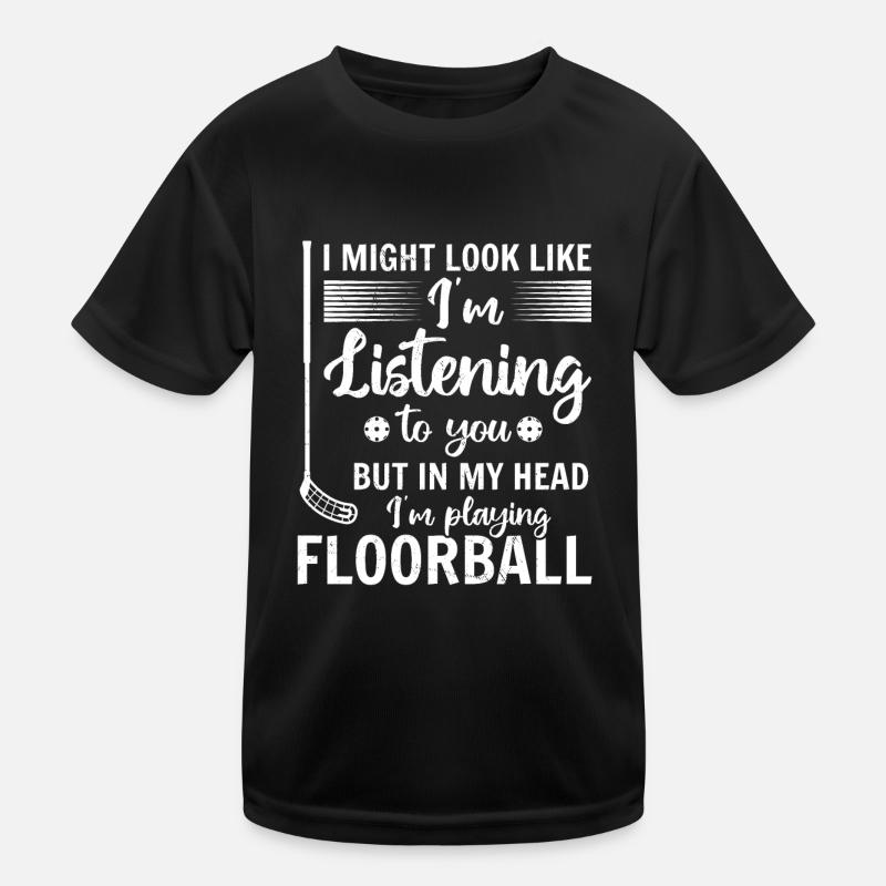 Floorball Quotes Floorball Player Playing Floorbal Kids Functional T-Shirt