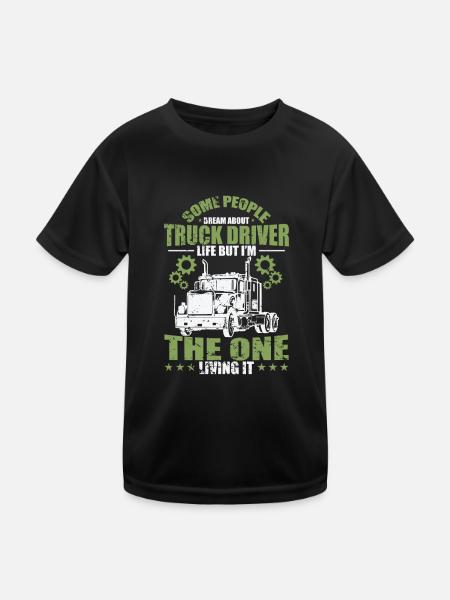 certaines personnes rêvent de la profession de chauffeur de camion - T-shirt sport Enfant - noir - Devant
