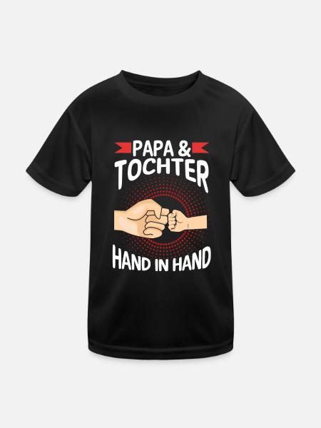 Papa Tochter Vater Familie Geschenk - Kinder Funktions-T-Shirt - Schwarz - Vorne
