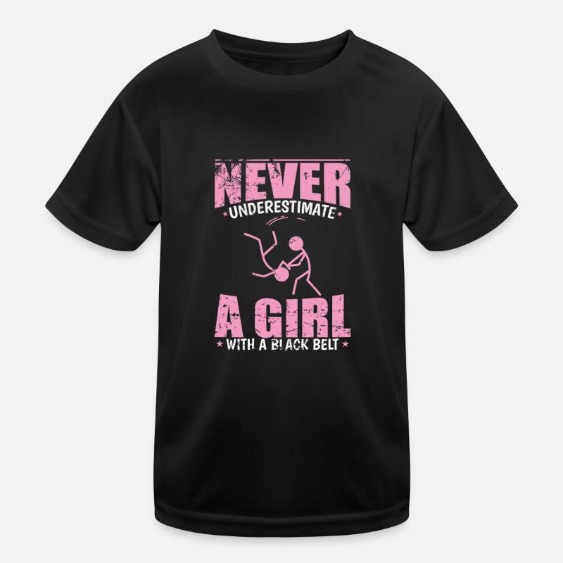 Never underestimate a Black Belt Girl Aikido Kids Functional T-Shirt