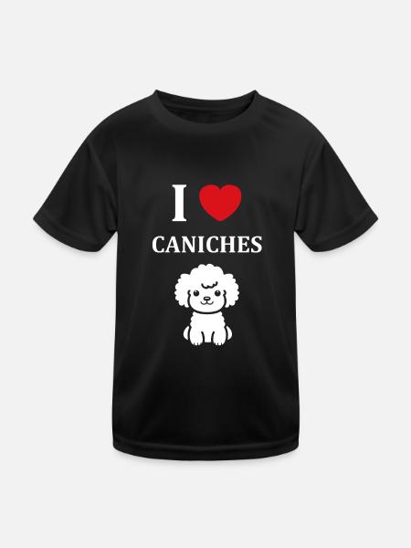 Humour chien petit caniche - T-shirt sport Enfant - noir - Devant