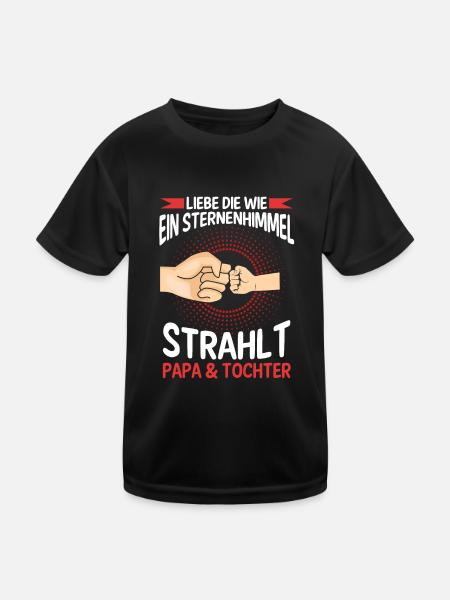 Papa Tochter Vater Familie Geschenk - Kinder Funktions-T-Shirt - Schwarz - Vorne