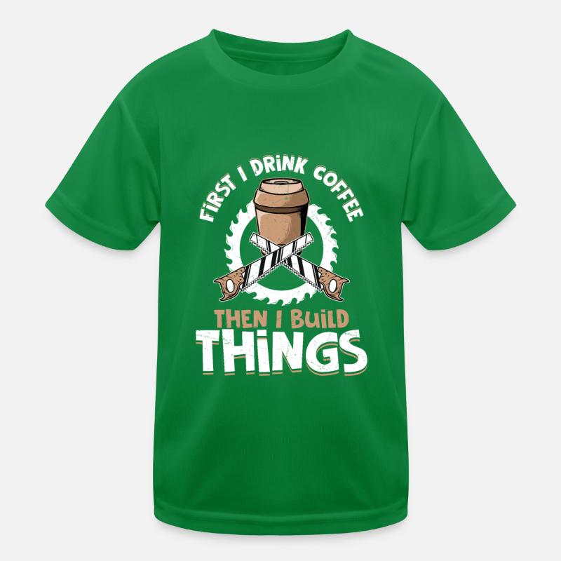 Rituel matinal du charpentier - Café puis construction T-shirt sport Enfant