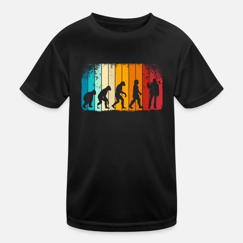 Retro Evolution Holzfäller - Holzhacker - Kinder Funktions-T-Shirt - Schwarz