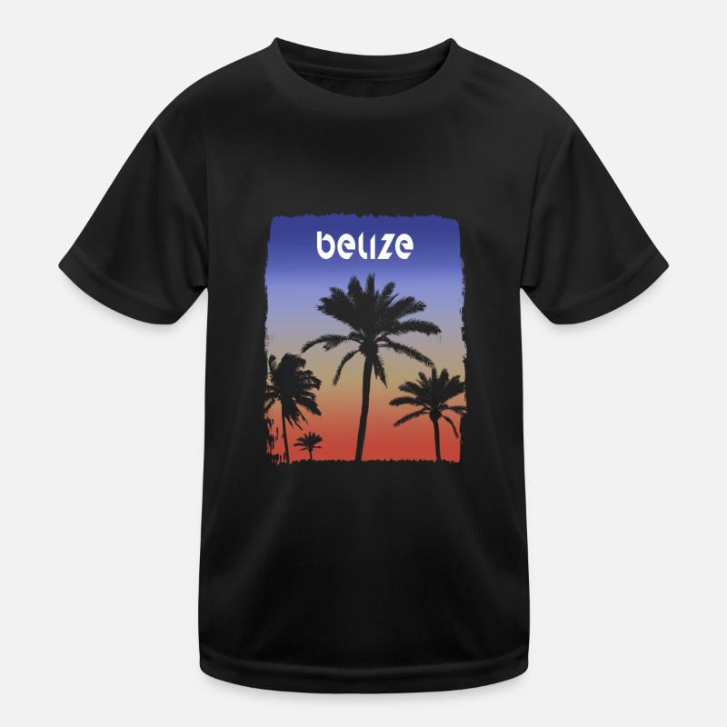 Belize Sunset Vacation Souvenir Palm Tree Kids Functional T-Shirt