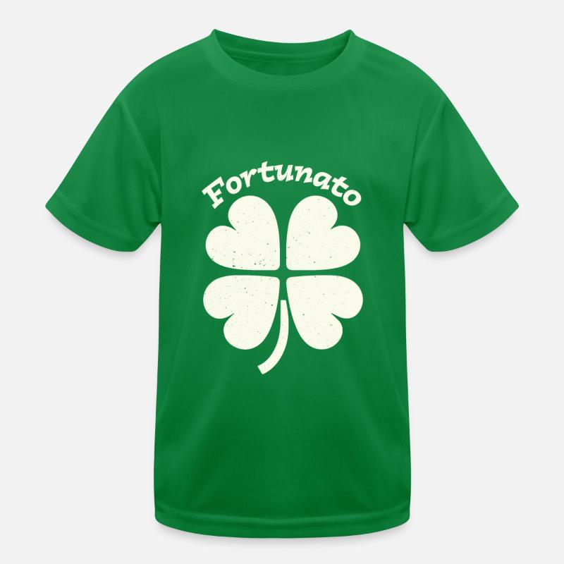 Fortunato Emblem Distressed Vierblatt Kinder Funktions-T-Shirt