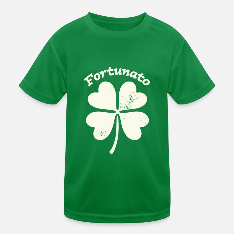 Fortunato Emblem Distressed Vierblatt Kinder Funktions-T-Shirt