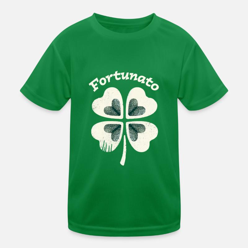 Fortunato Emblem Distressed Four-Leaf Kids Functional T-Shirt