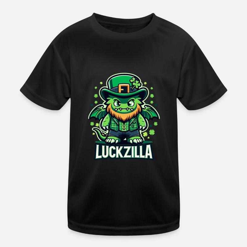 Luckzilla St. Paddy's Day Dragon Kids Functional T-Shirt