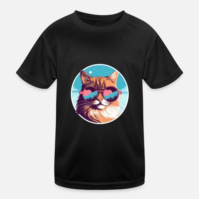 Sun-Purred Kitty Gleam - Kids Functional T-Shirt - black