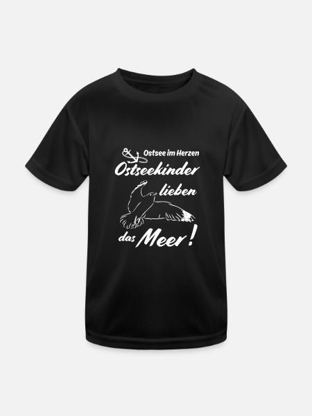Ostseekinder lieben das Meer-Ostsee im Herzen - Kinder Funktions-T-Shirt - Schwarz - Vorne