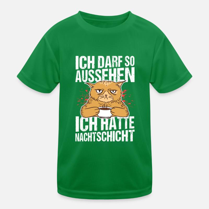 Nachtschicht Kaffee Arbeit Morgenmuffel Arbeitskol Kinder Funktions-T-Shirt