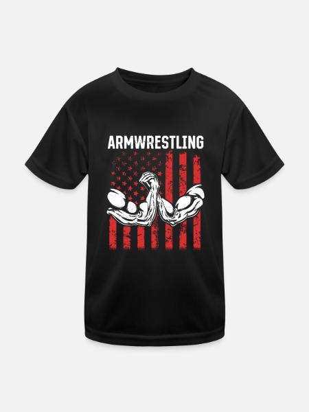Bras de fer Bras de fer Drapeau américain Bras de fer - T-shirt sport Enfant - noir - Devant
