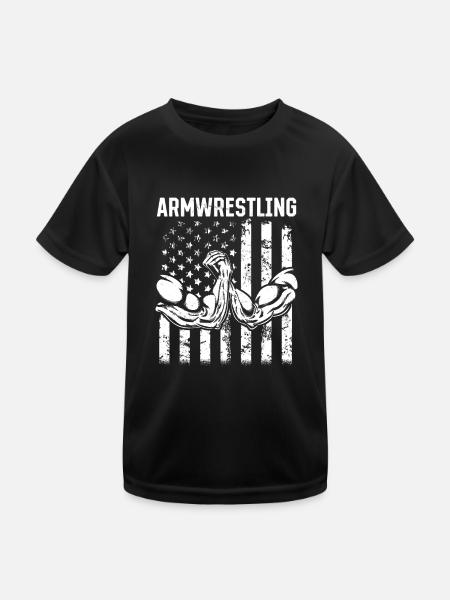 Bras de fer Bras de fer Bras de fer Bras de fer Drapeau des États-Unis - T-shirt sport Enfant - noir - Devant