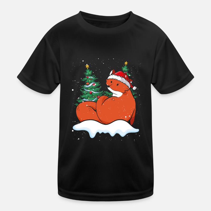 Weihnachtsfuchs Mit Weihnachtsmütze Kinder Funktions-T-Shirt