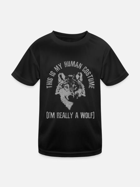 Wolf Kostüm Geschenk - Kinder Funktions-T-Shirt - Schwarz - Vorne