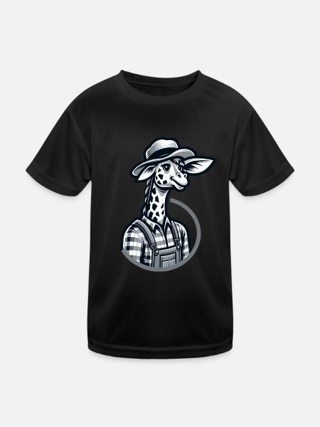 Cute Giraffe Farmer - Kinder Funktions-T-Shirt - Schwarz - Vorne