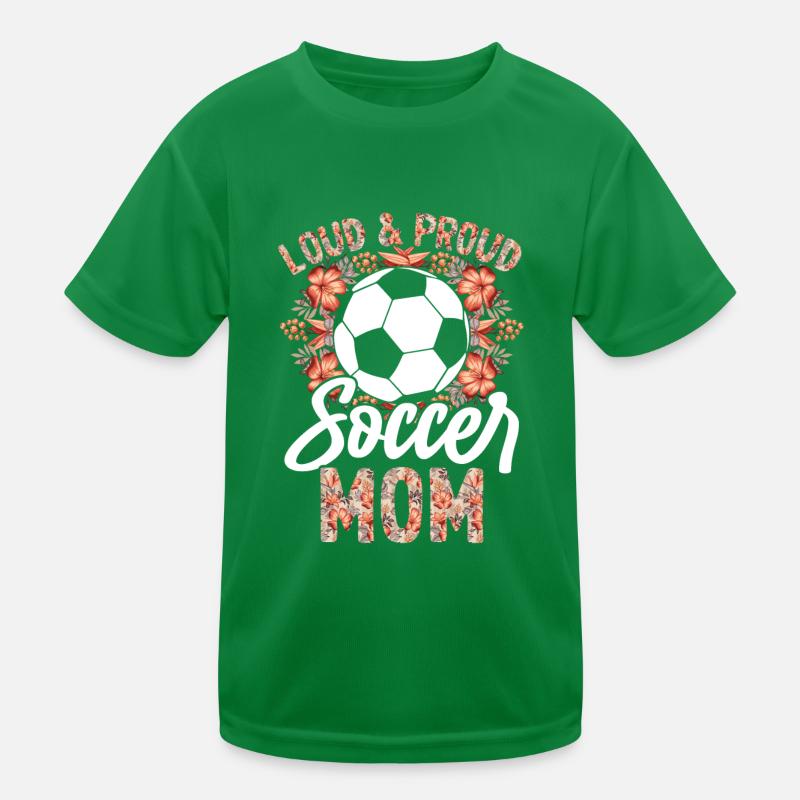 Laute stolze Fußballmutter floral Kinder Funktions-T-Shirt