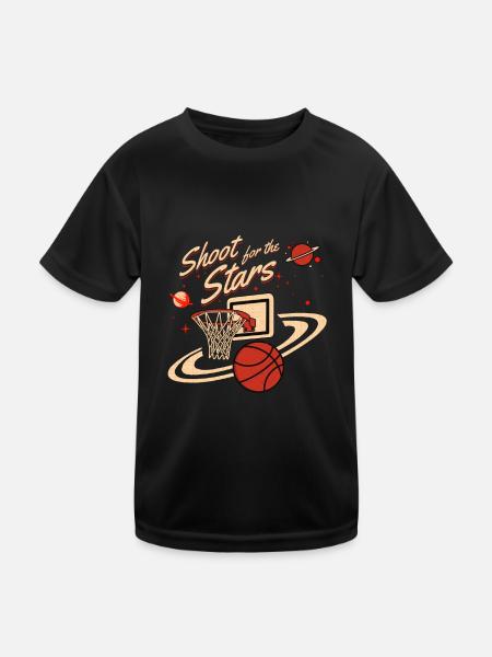 Basketball Shoot for the Stars - Kids Functional T-Shirt - black - Front