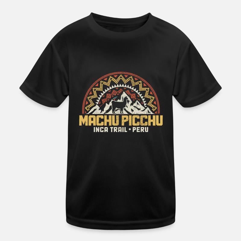Machu Picchu Llama Alpaca Souvenir Kids Functional T-Shirt