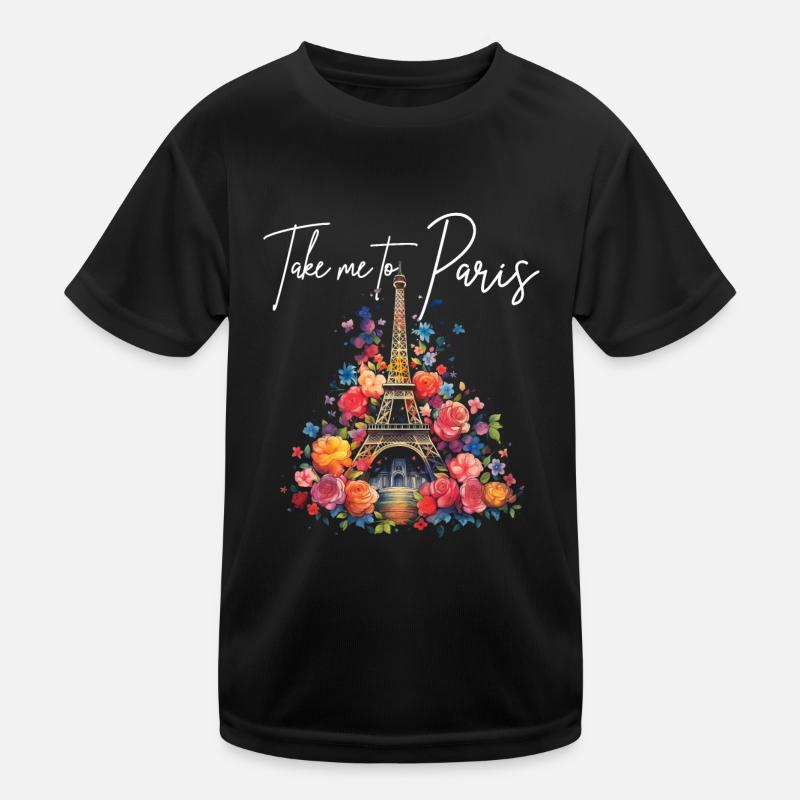 Paris France Eiffel Tower Souvenir Kids Functional T-Shirt