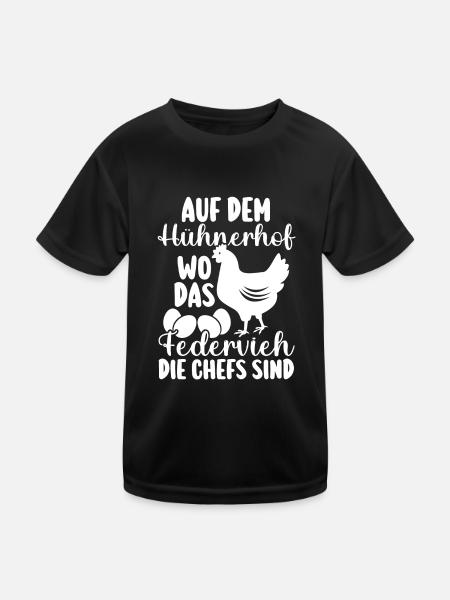 Huhn Bauer Bauernhof Küken Landwirt Hühner - Kinder Funktions-T-Shirt - Schwarz - Vorne