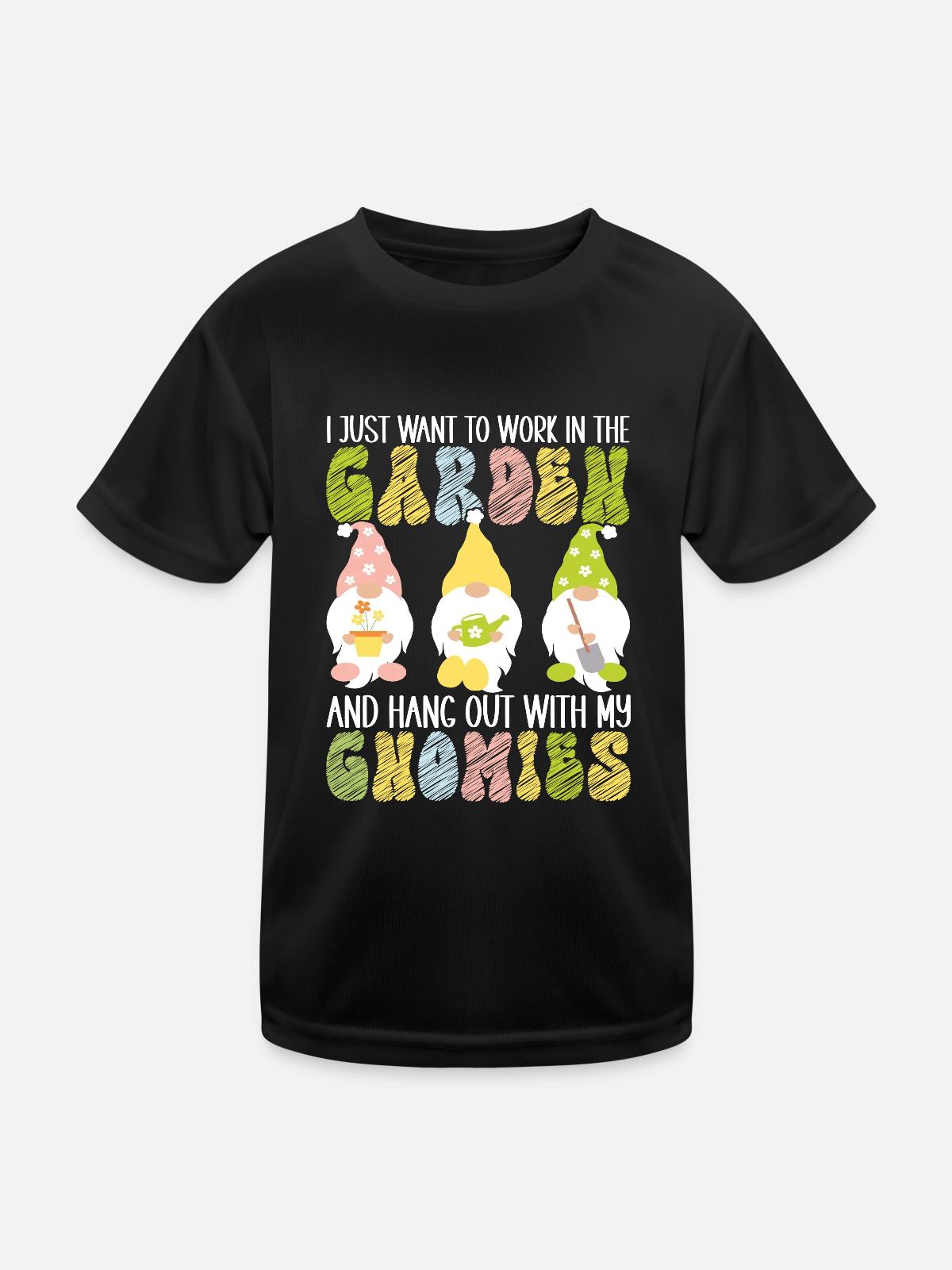 Gartenzwerge Gartenarbeit - Kinder Funktions-T-Shirt - Schwarz - Vorne