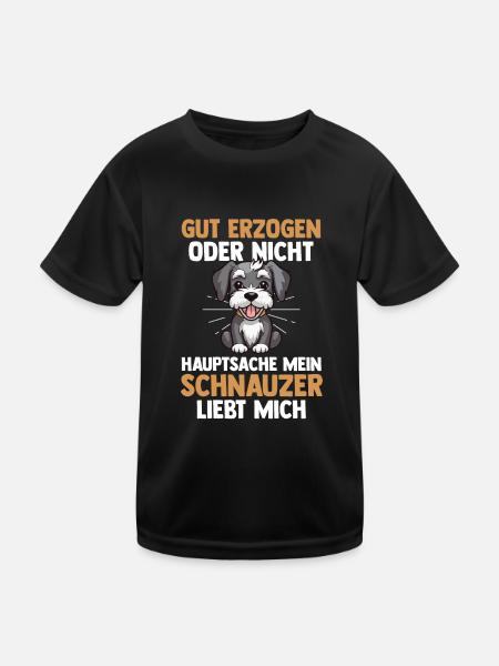 Riesenschnauzer Hund Schnauzer - Kinder Funktions-T-Shirt - Schwarz - Vorne