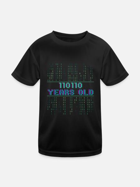 54th Birthday 54 years old Binary Code Computer Science - Kids Functional T-Shirt - black - Front