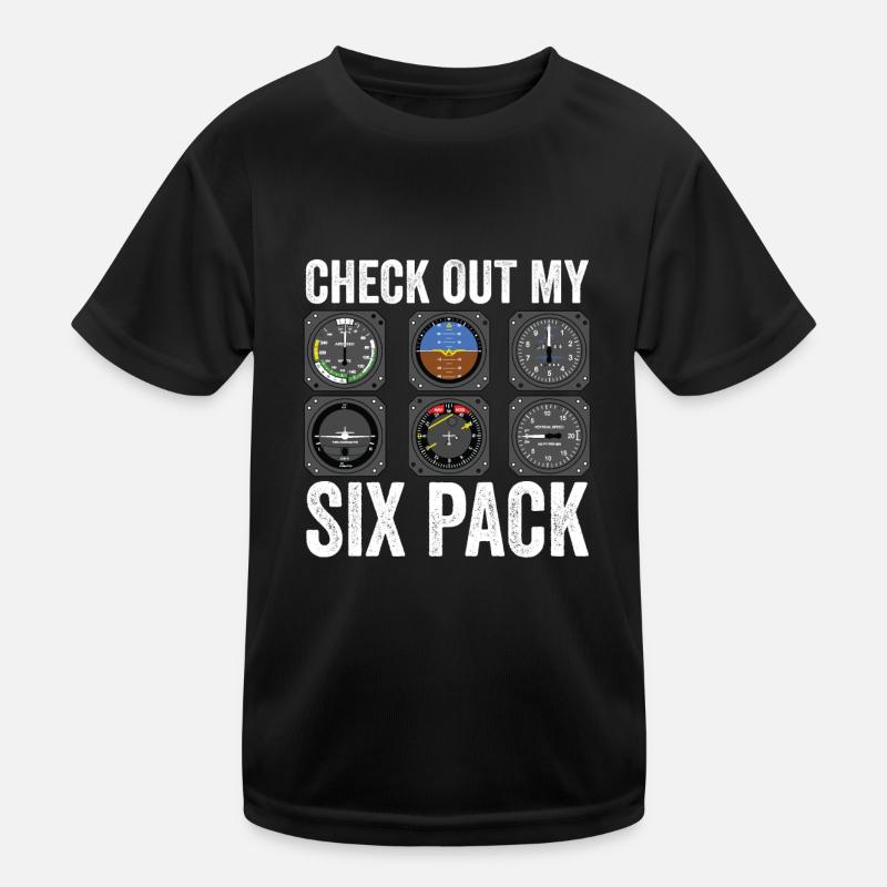 Funny Pilot Six Pack Aviation Flight Simulation - Kinder Funktions-T-Shirt - Schwarz
