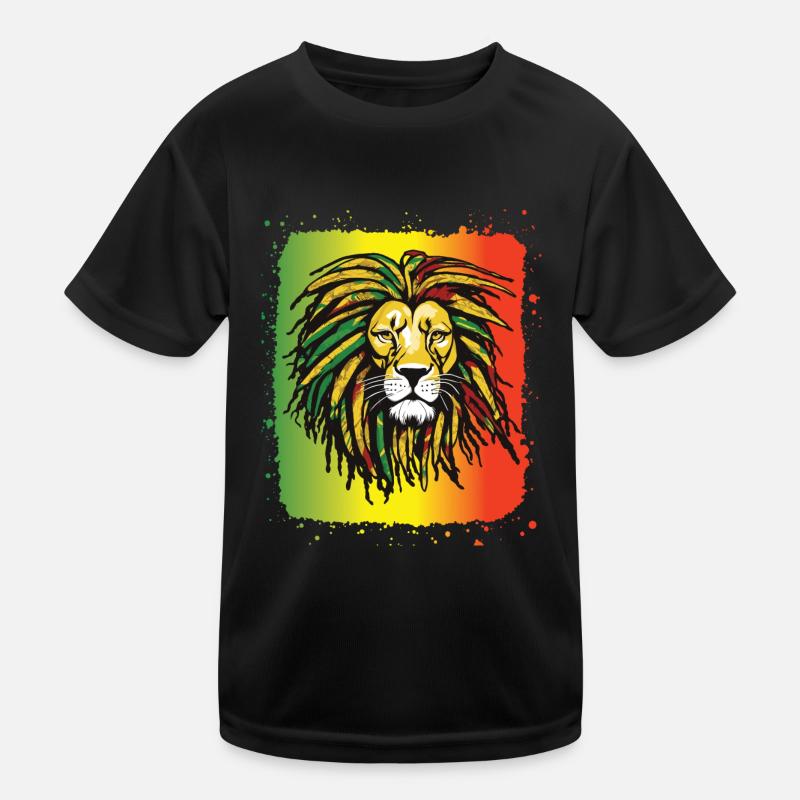 Rasta Lion Reggae Dreadlocks Color Rastafari Jam Kids Functional T-Shirt