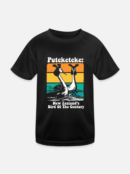 Puteketeke L’oiseau du siècle de Nouvelle-Zélande - T-shirt sport Enfant - noir - Devant