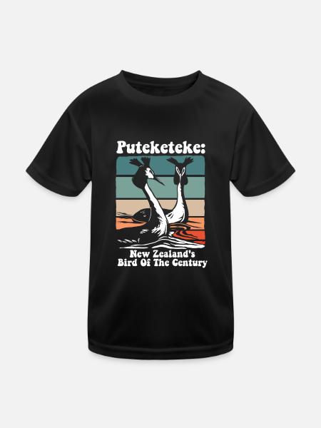 Puteketeke L’oiseau du siècle de Nouvelle-Zélande - T-shirt sport Enfant - noir - Devant