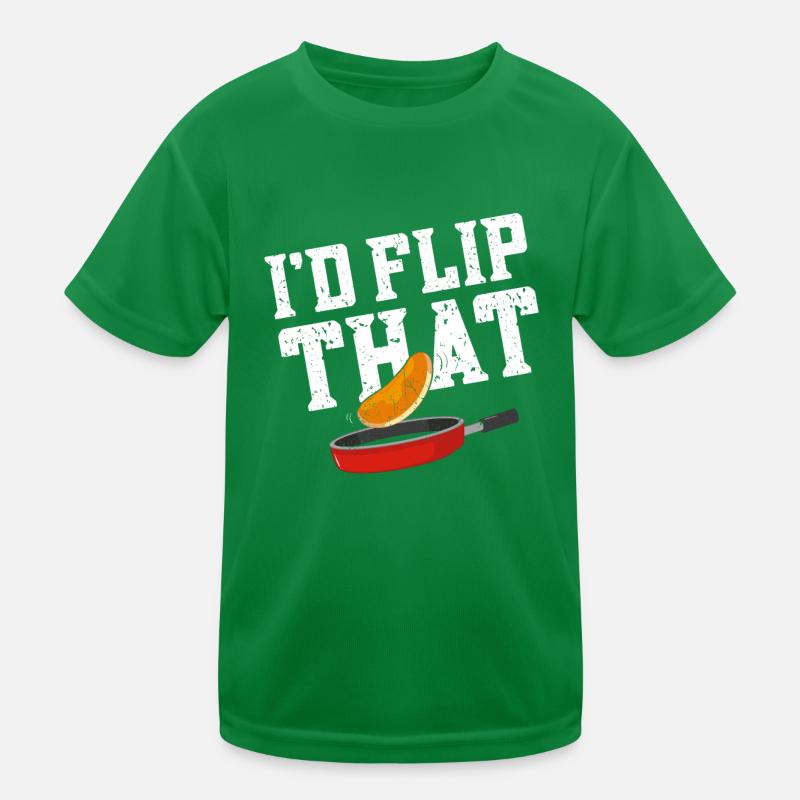 Pancake Lover Kids Pun I'd Flip Kids Functional T-Shirt