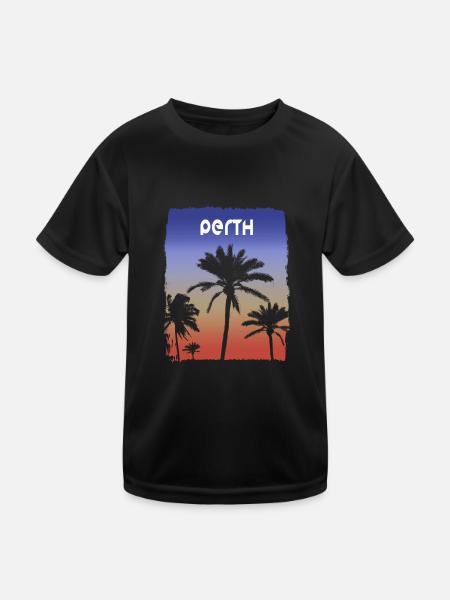 Perth Australie coucher de soleil vacances Souvenir palmier - T-shirt sport Enfant - noir - Devant