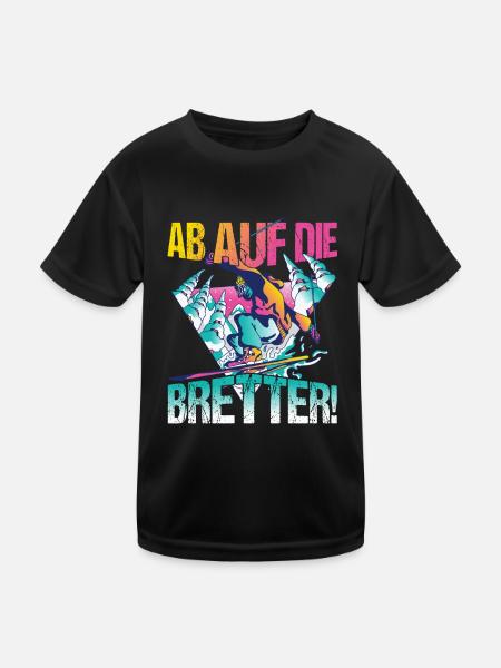 Skifahren Skiurlaub Ab auf die Bretter Ski Winteru - Kinder Funktions-T-Shirt - Schwarz - Vorne