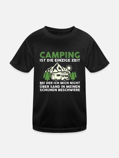 Camper Caravan Motorhome Camping Camping - Kids Functional T-Shirt - black - Front