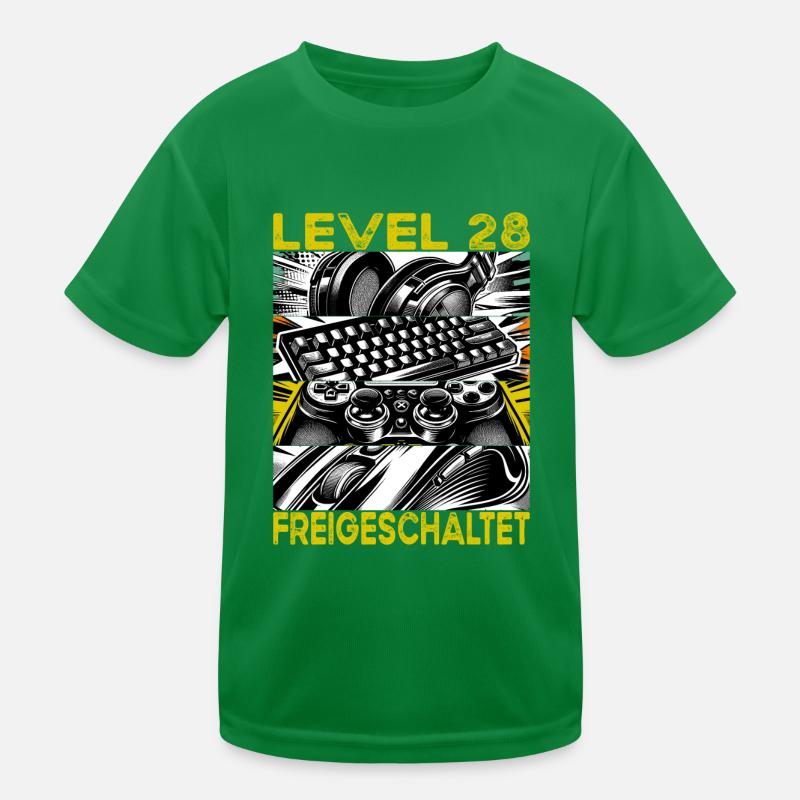 Birthday Level 28 Unlocked Gaming & Gamblers Kids Functional T-Shirt