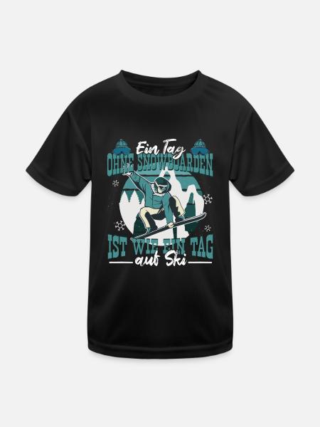 Snowboarden Snowboard Snowboardfahrer Piste - Kinder Funktions-T-Shirt - Schwarz - Vorne